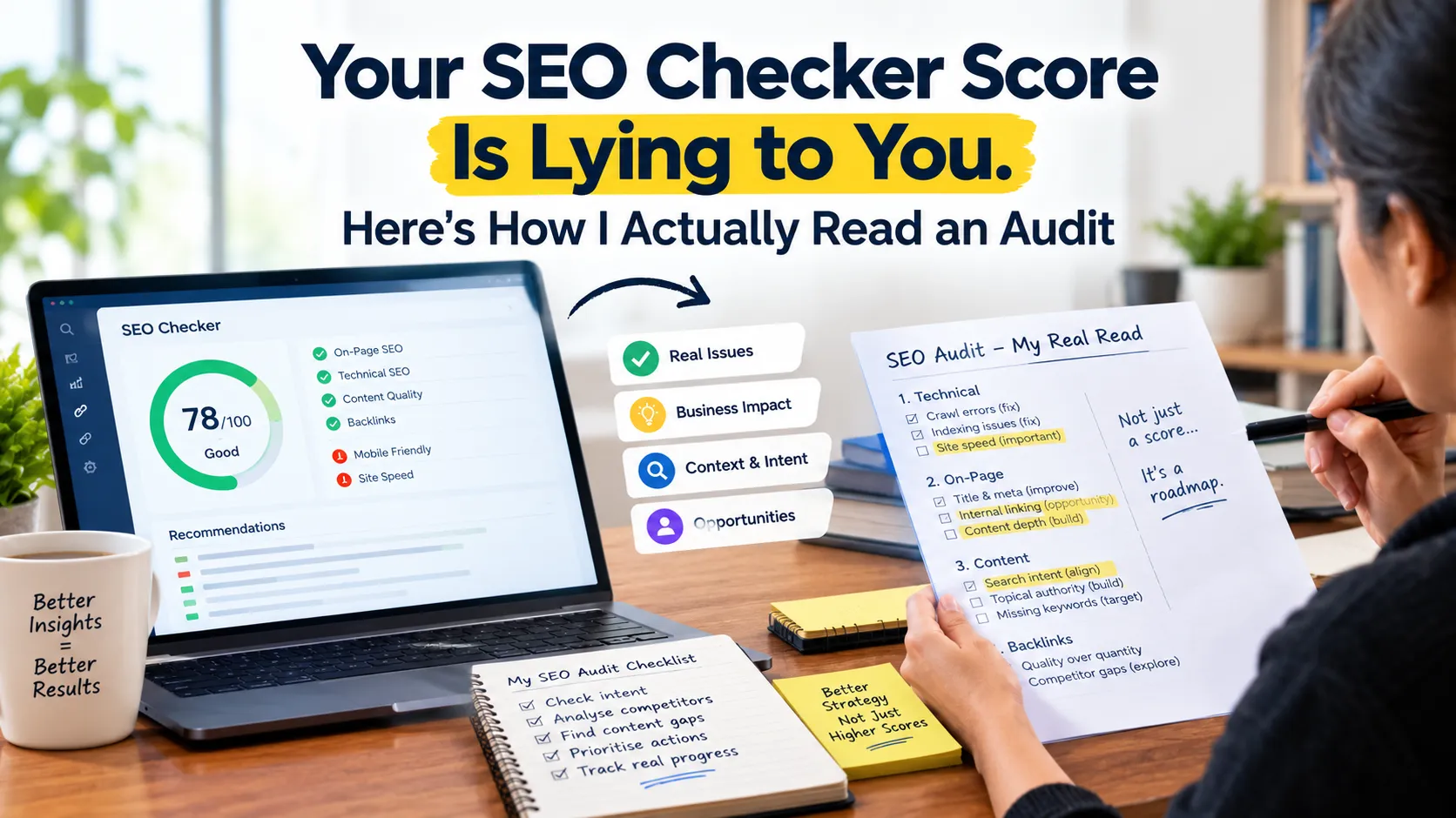 Your SEO Checker Score Is Lying to You. Here's How I Actually Read an Audit
